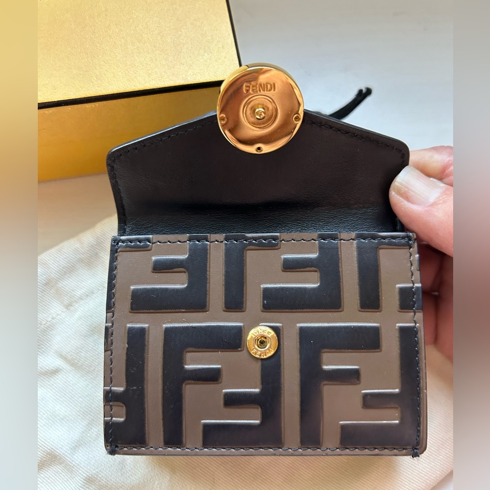 Fendi Embossed Leather Trifold compact wallet - Picture 7 of 12